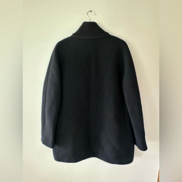 J Crew Black Double Cloth Cocoon Patch Pocket Peacoat Wool Blend Coat Size 8 - Picture 9 of 11